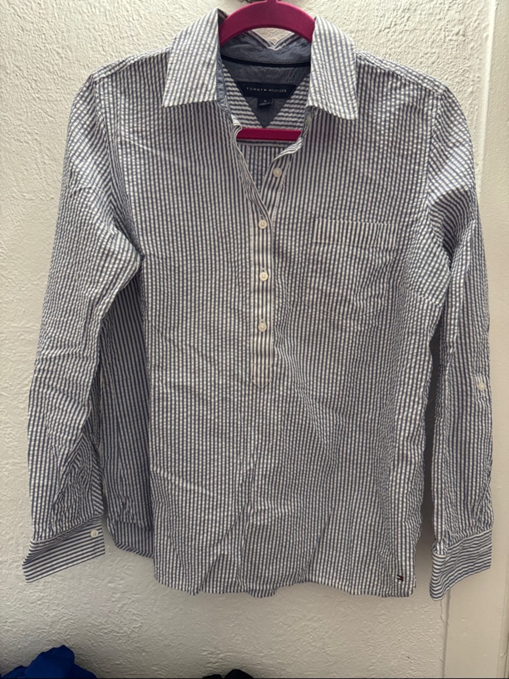 Tommy Hilfiger Men’s Navy & White Vertical Stripe Button-Down Shirt